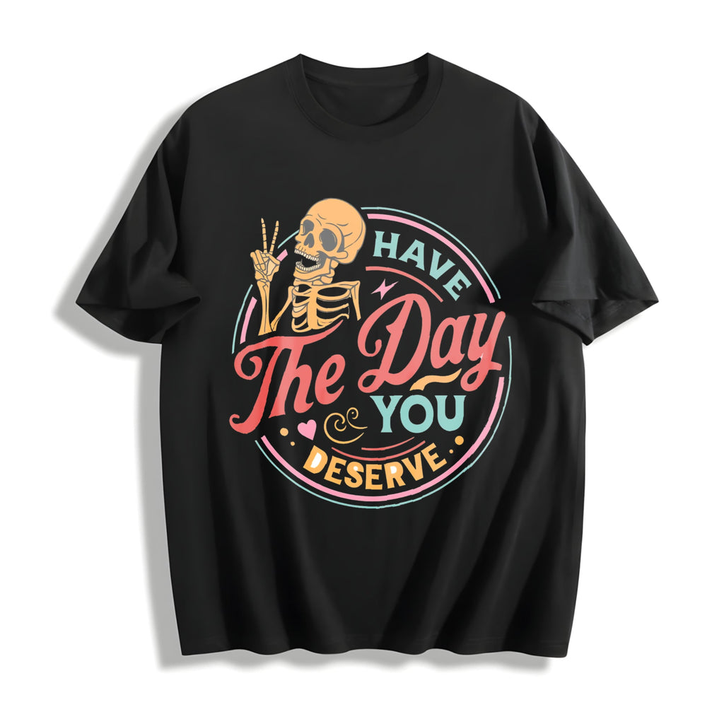 Skeleton Peace Sign Have The Day You Deserve Boxy Sarcastic product image 1