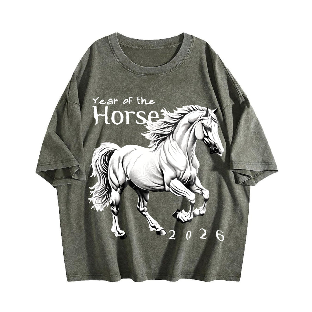 Galloping Horse Year Of The Vintage Washed T-Shirt product image 4