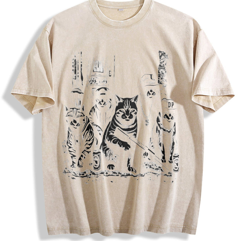 Gangsta Cats Vintage Washed T-Shirt product image 1