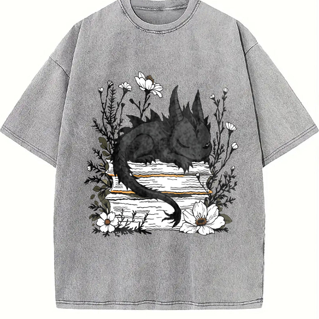 Inspired - Whimsical Black Dragon & Floral Book Vintage product image 5