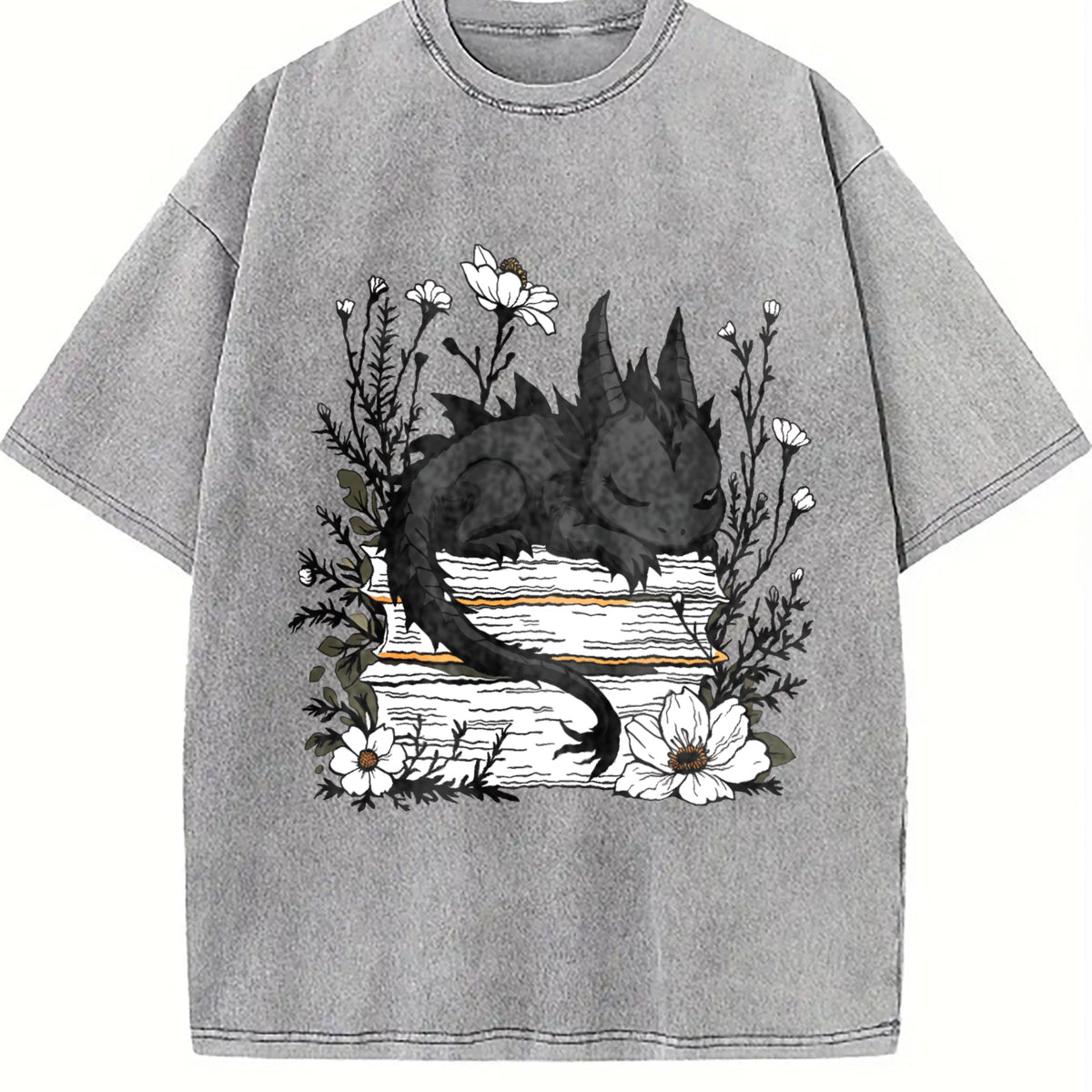 Inspired - Whimsical Black Dragon & Floral Book Vintage product image 5