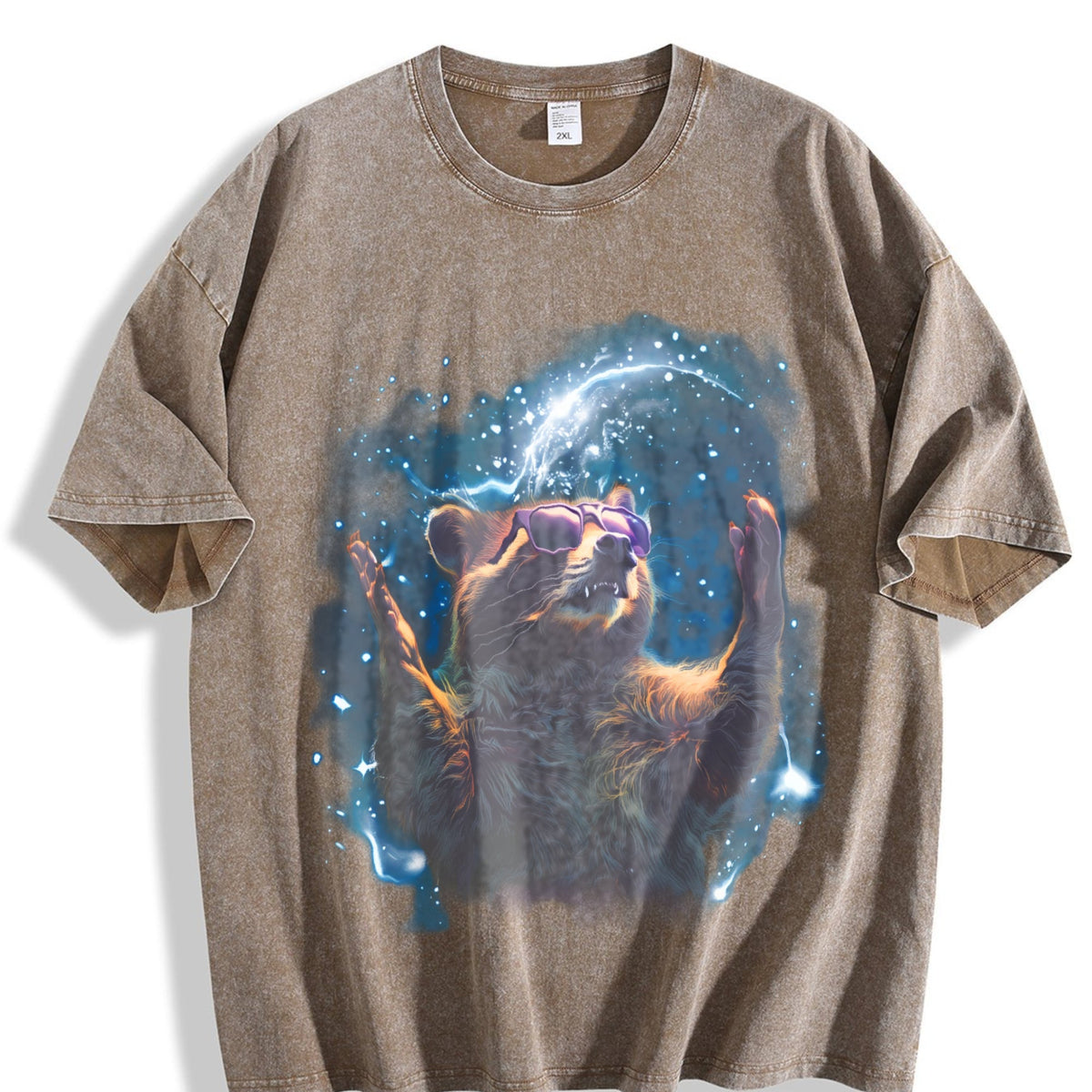 Alpha Raccoon In Space 90s Vintage Washed T-Shirt product image 3
