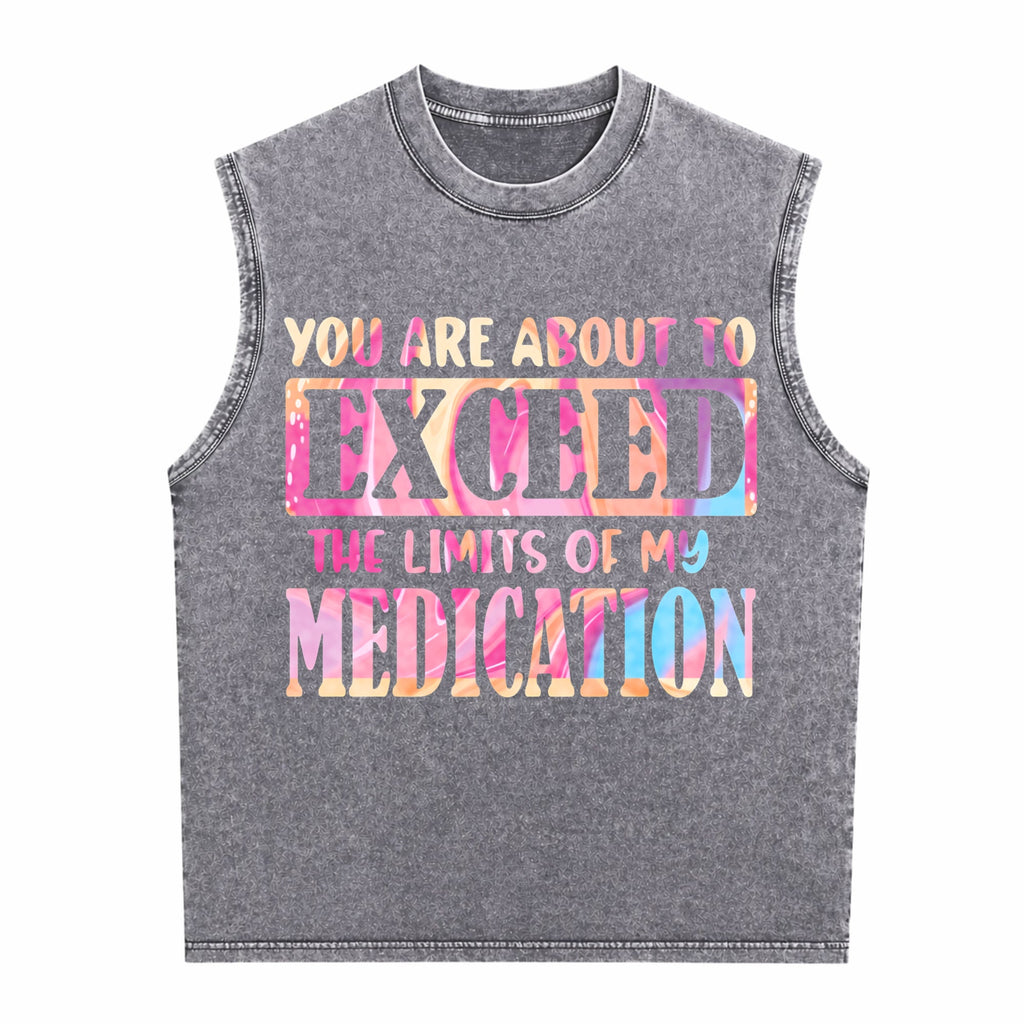 Gradient Black With Colorful Text Spring Summer Men's Washed Tank Top