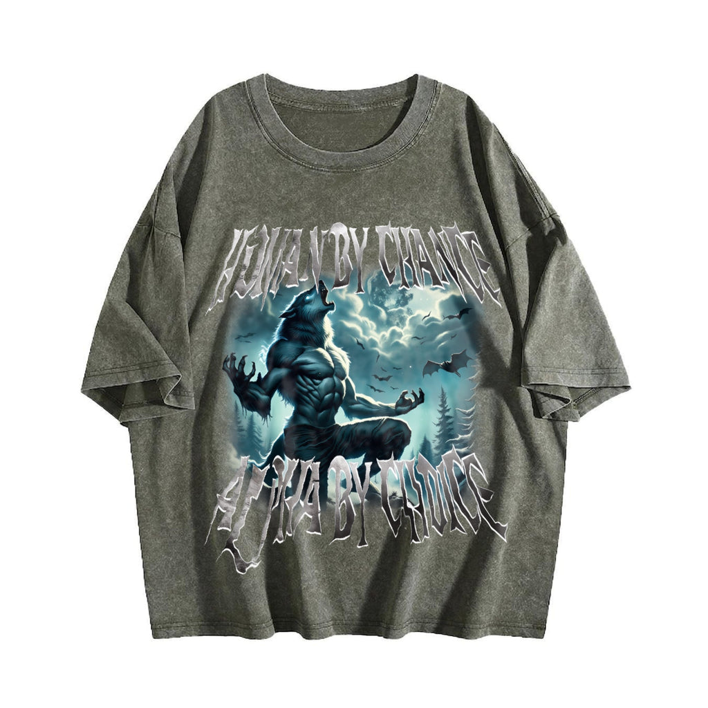 Human By Chance Alpha By Choice Wolf Vintage Washed T-Shirt product image 4