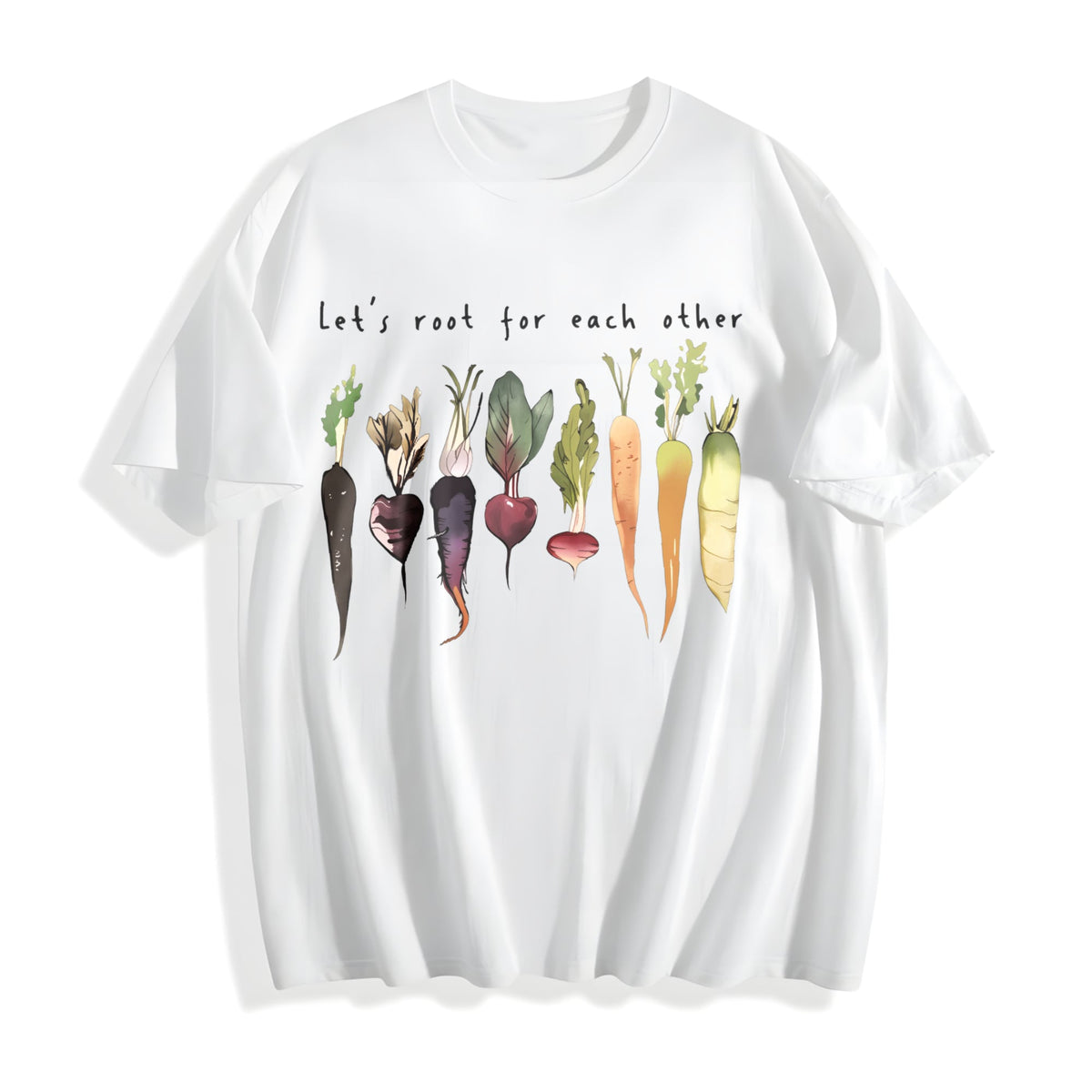 Letter And Various Radish Root Summer Cotton T-Shirt product image 2