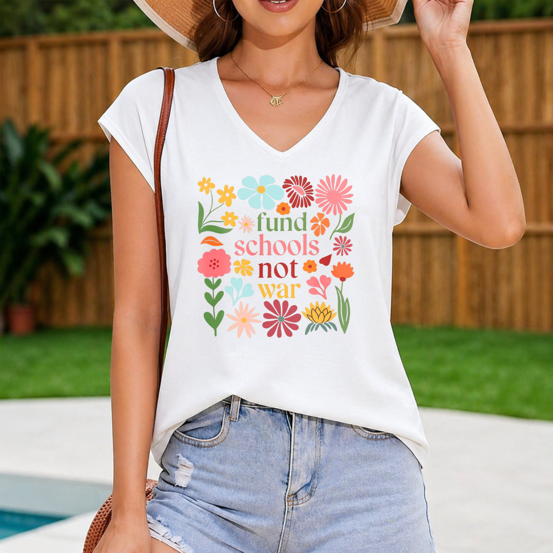 Neck With Fund Schools Not War Slogan Women's V-Neck Tank Top