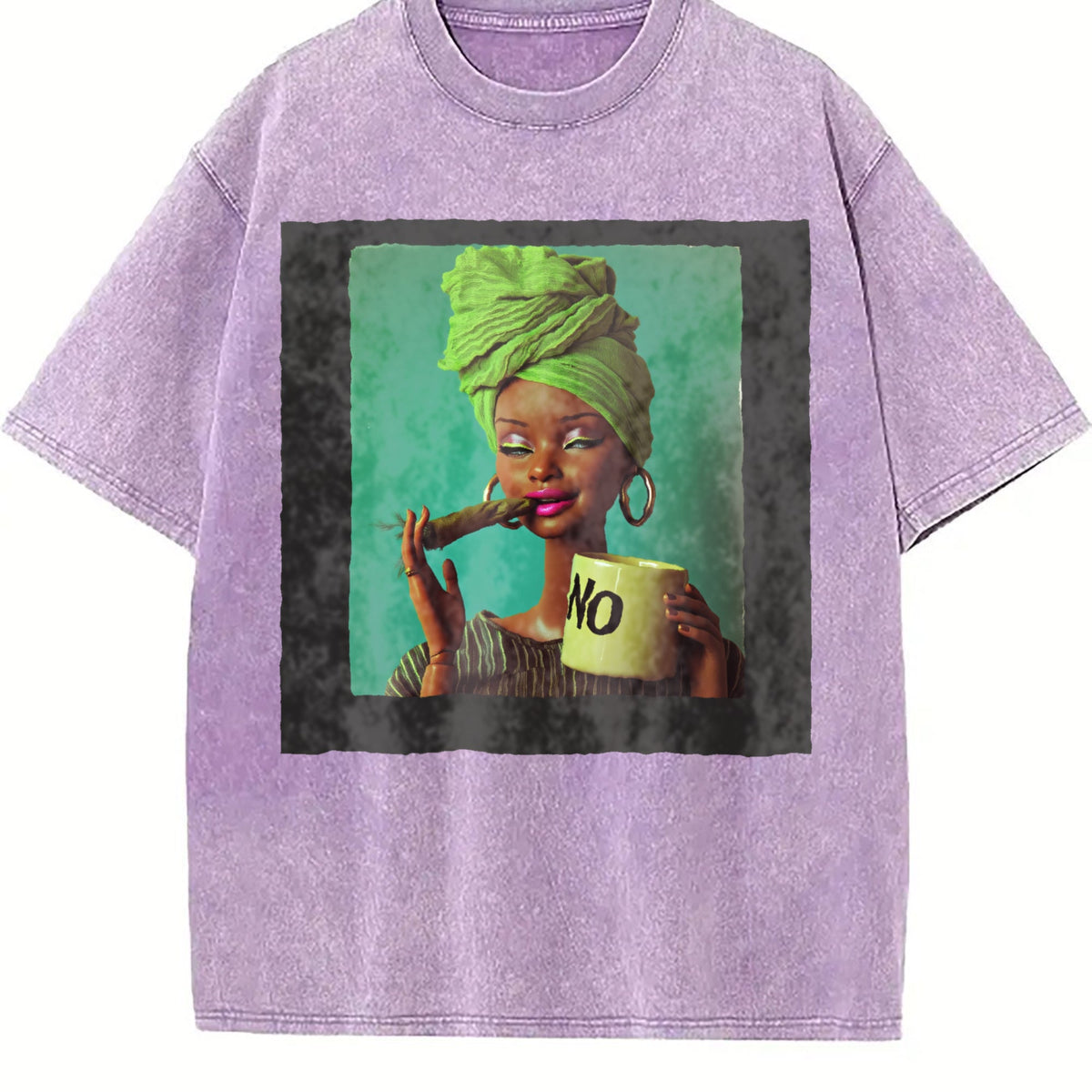 Sassy Doll with Green Head Wrap Vintage Washed T-Shirt product image 6