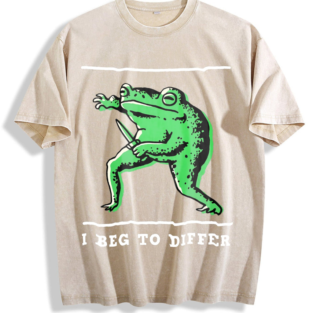 Black With Green Frog I Disagree Batik Vintage Washed product image 1