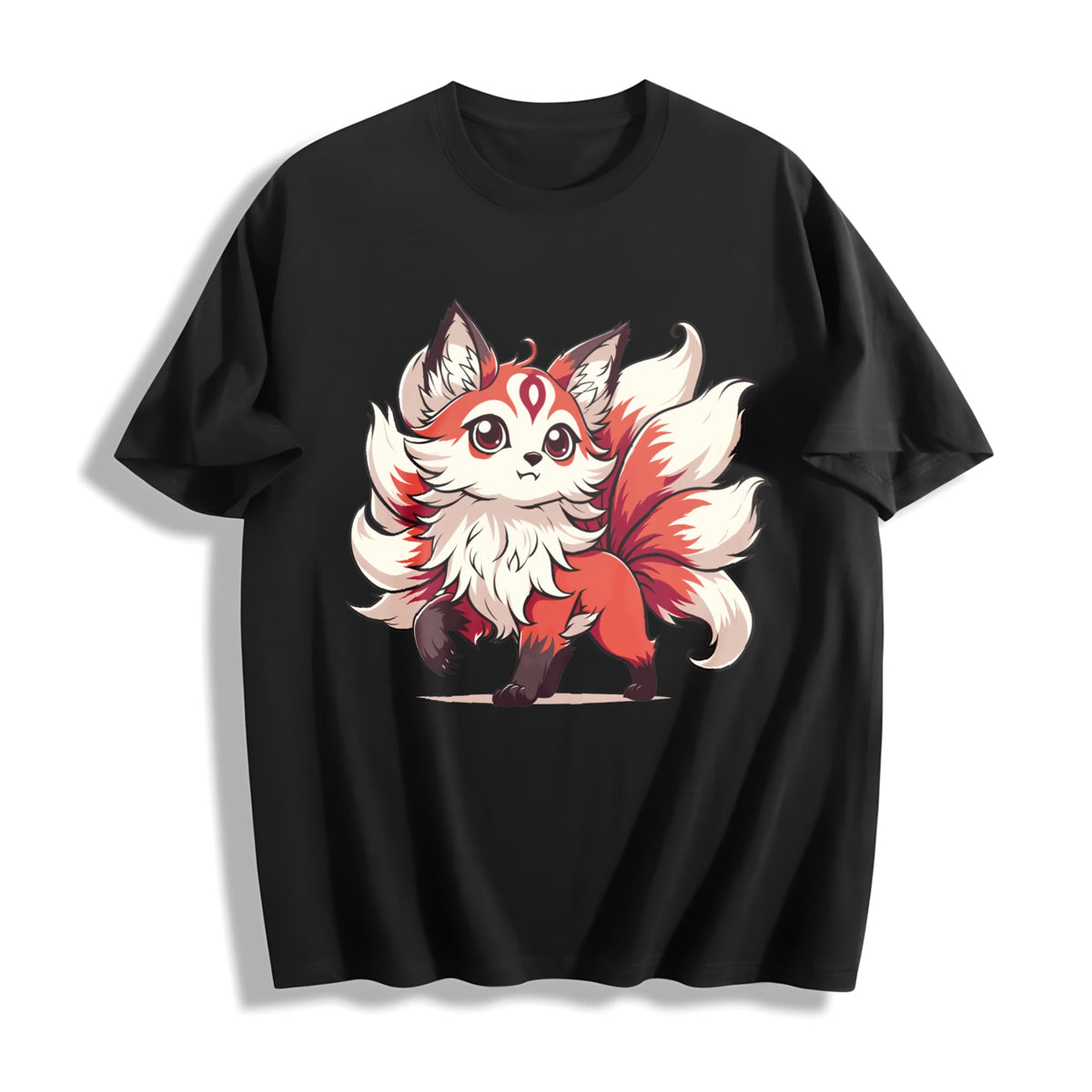 Summer A Red And White Nine-tailed Fox Cotton T-Shirt product image 1