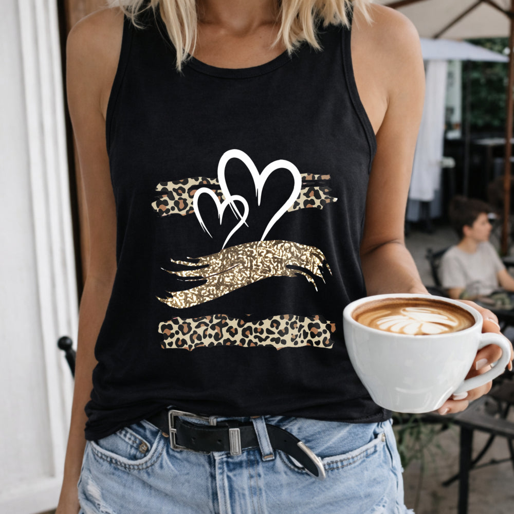 Wild Orientation Features A Cartoon Heart And Leopard Women's Tank Top
