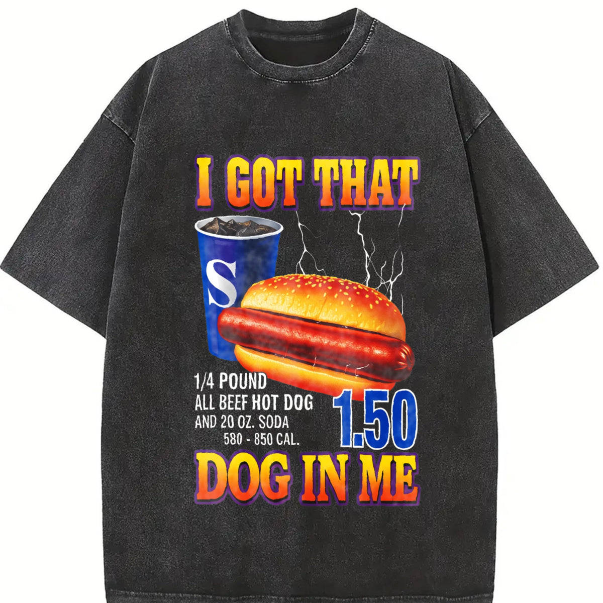 Funny Hot Dog I Got That In Me Food Humor Fast Vintage product image 2