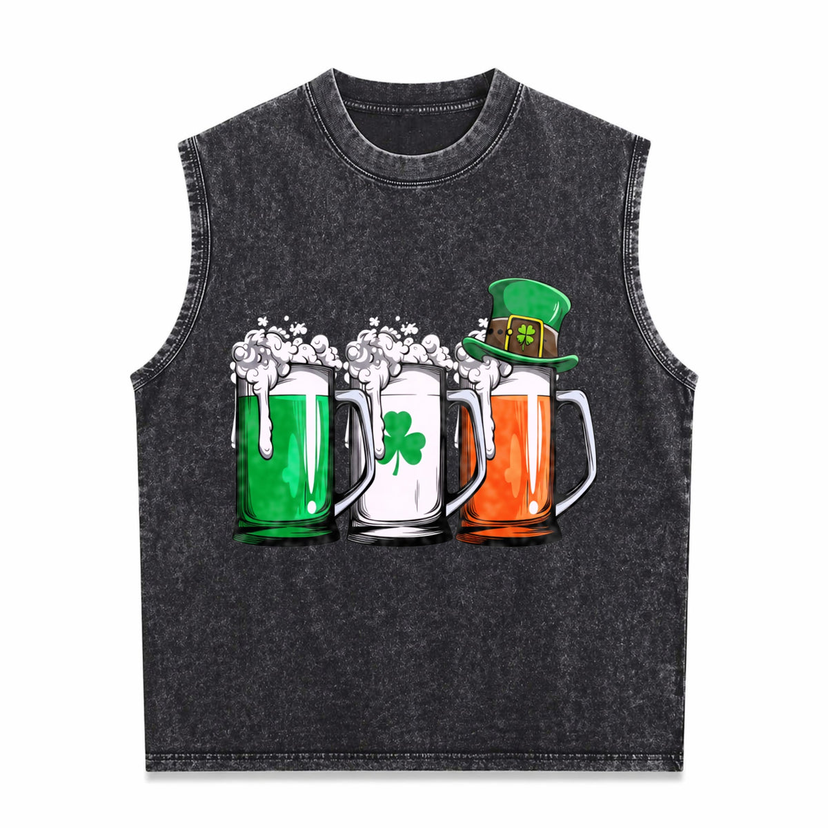 Irish Beer Ireland Flag St Patricks Day Leprechaun Small Men's Washed Tank Top