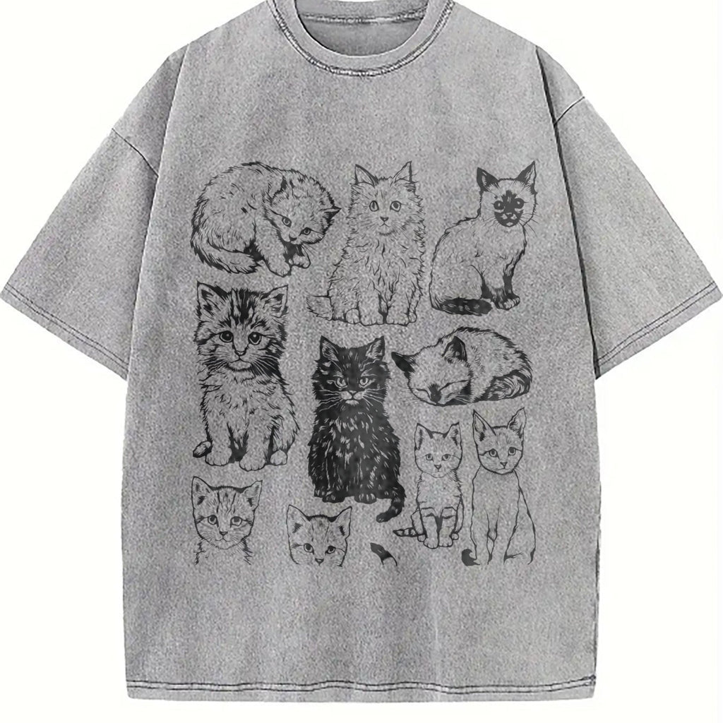 Cats 90s Tattoo Vintage Washed T-Shirt product image 5