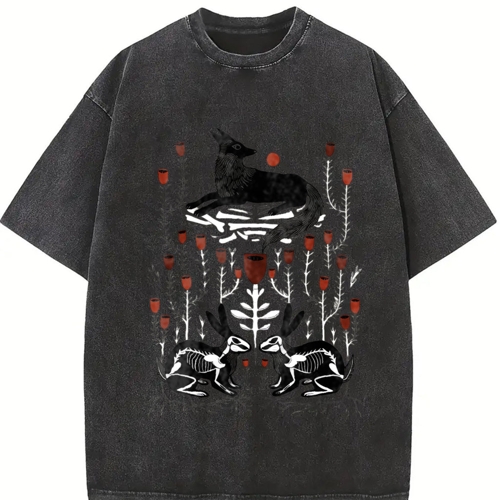 Summer Fantasy Mysterious Floral Fox Skull Rabbit Vintage product image 2