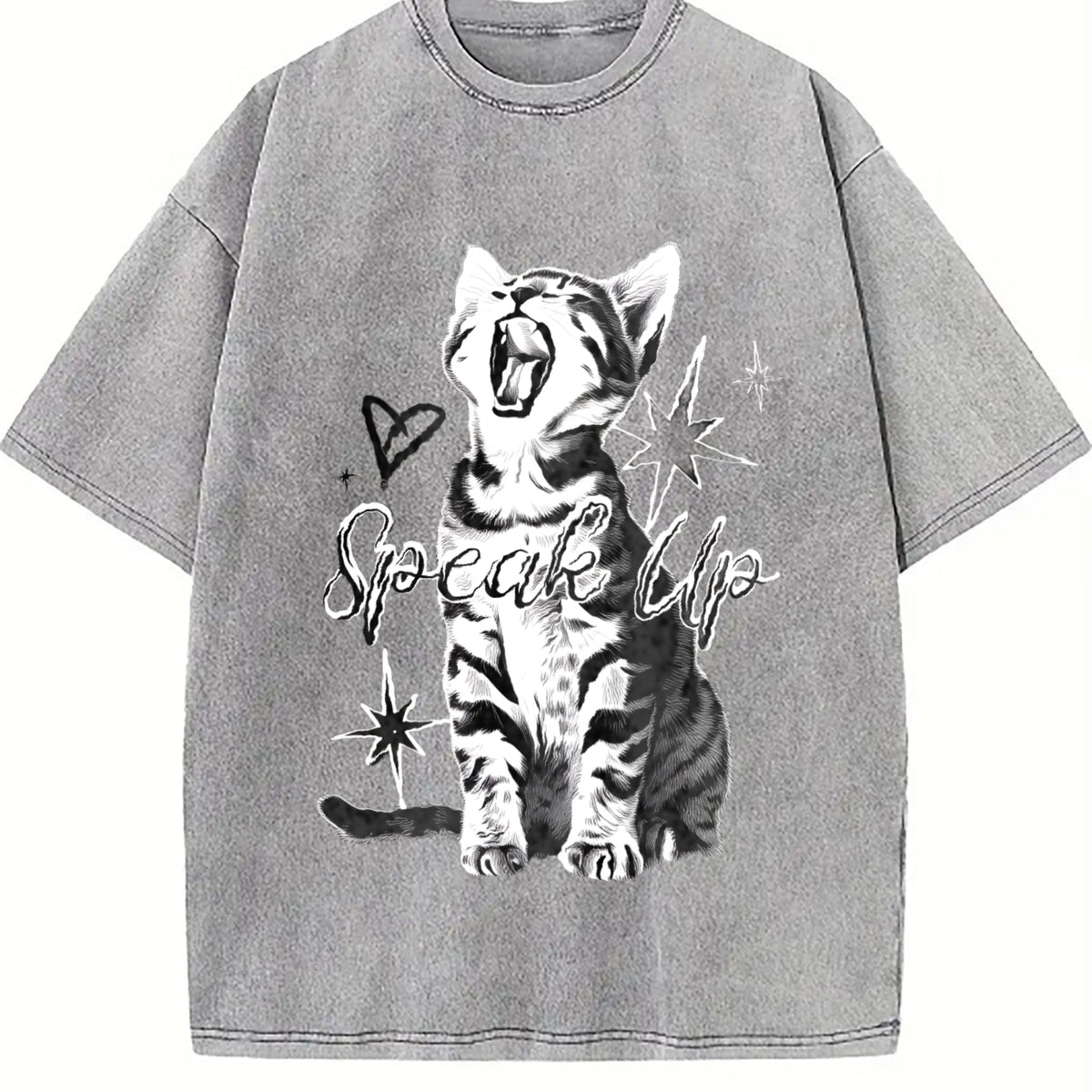 Fitting With A Cute Cat And Snowflake Vintage Washed T-Shirt product image 4