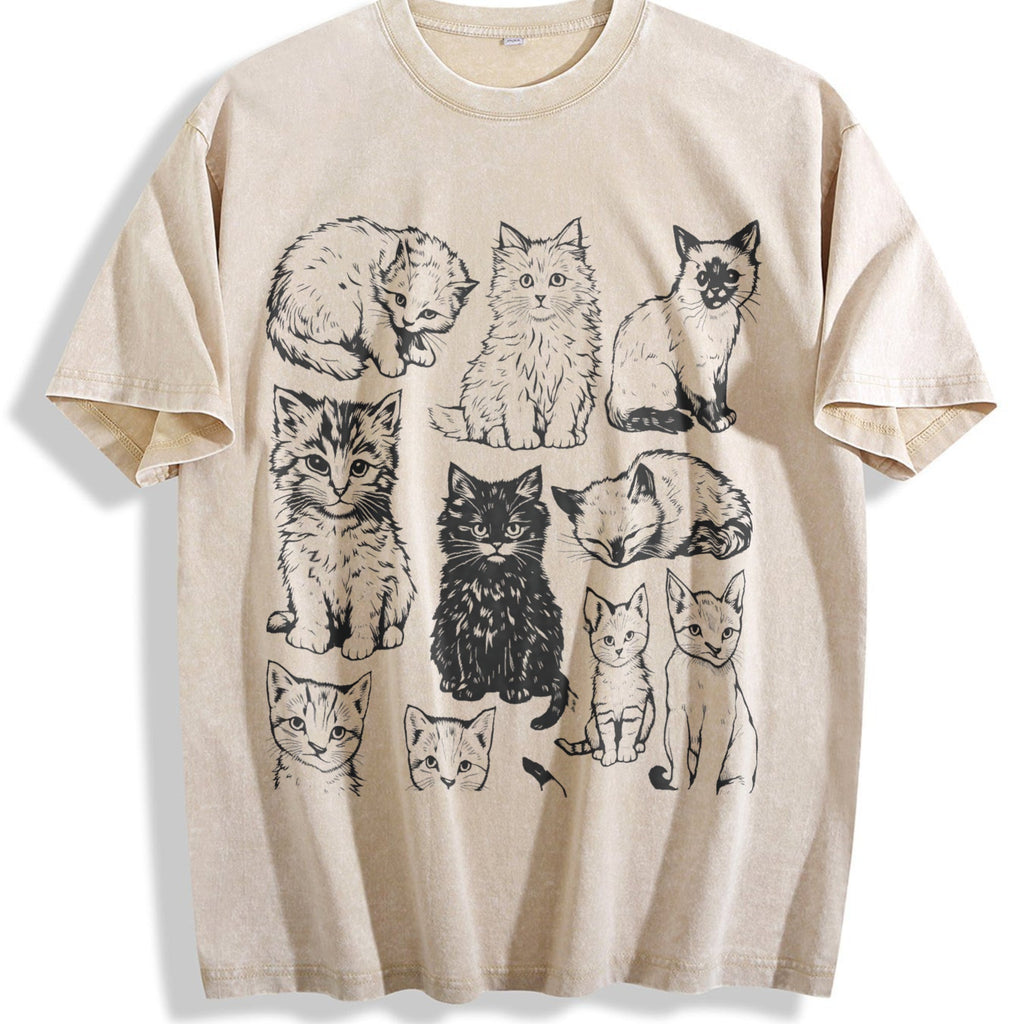 Cats 90s Tattoo Vintage Washed T-Shirt product image 1
