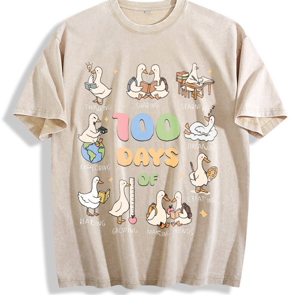 100 Days Of School Goose Teacher Vintage Washed T-Shirt product image 1