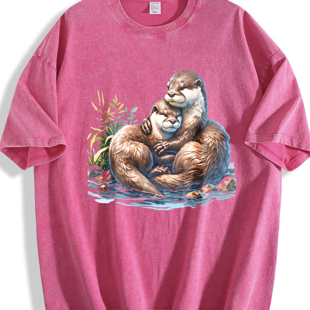 Two River Otters Cuddling Wilderness 90s Vintage Washed product image 7
