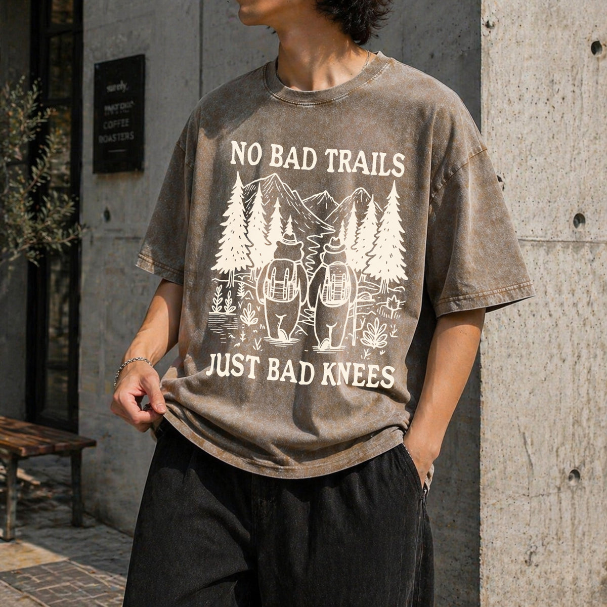 No Bad Trails Just Knees Vintage Washed T-Shirt product image 3