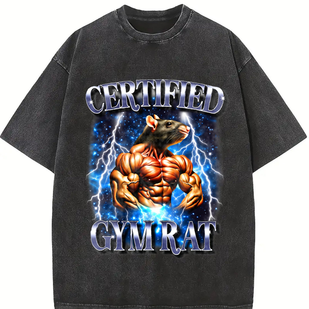 Certified Gym Rat Funny 90s Vintage Washed T-Shirt product image 2