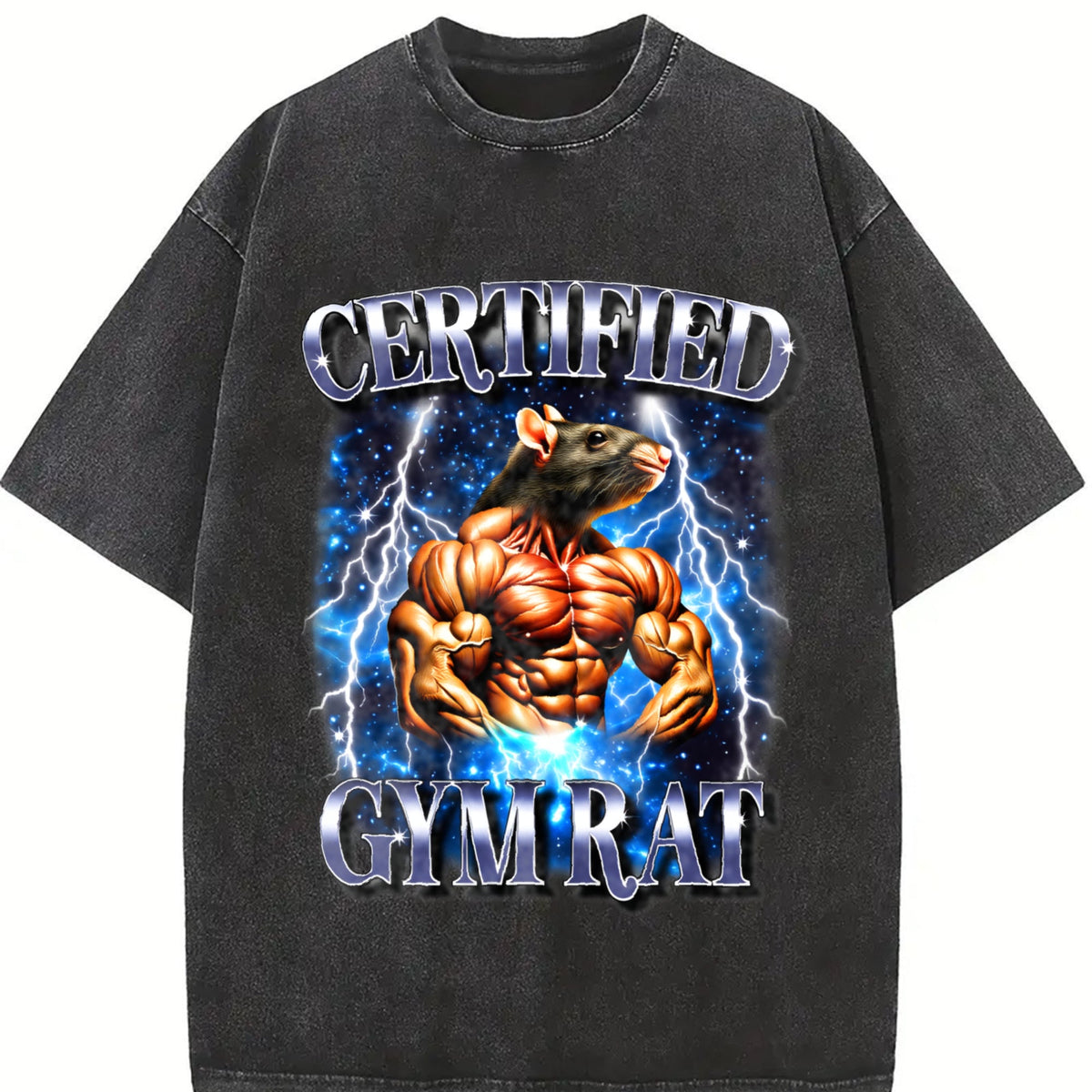 Certified Gym Rat Funny 90s Vintage Washed T-Shirt product image 2