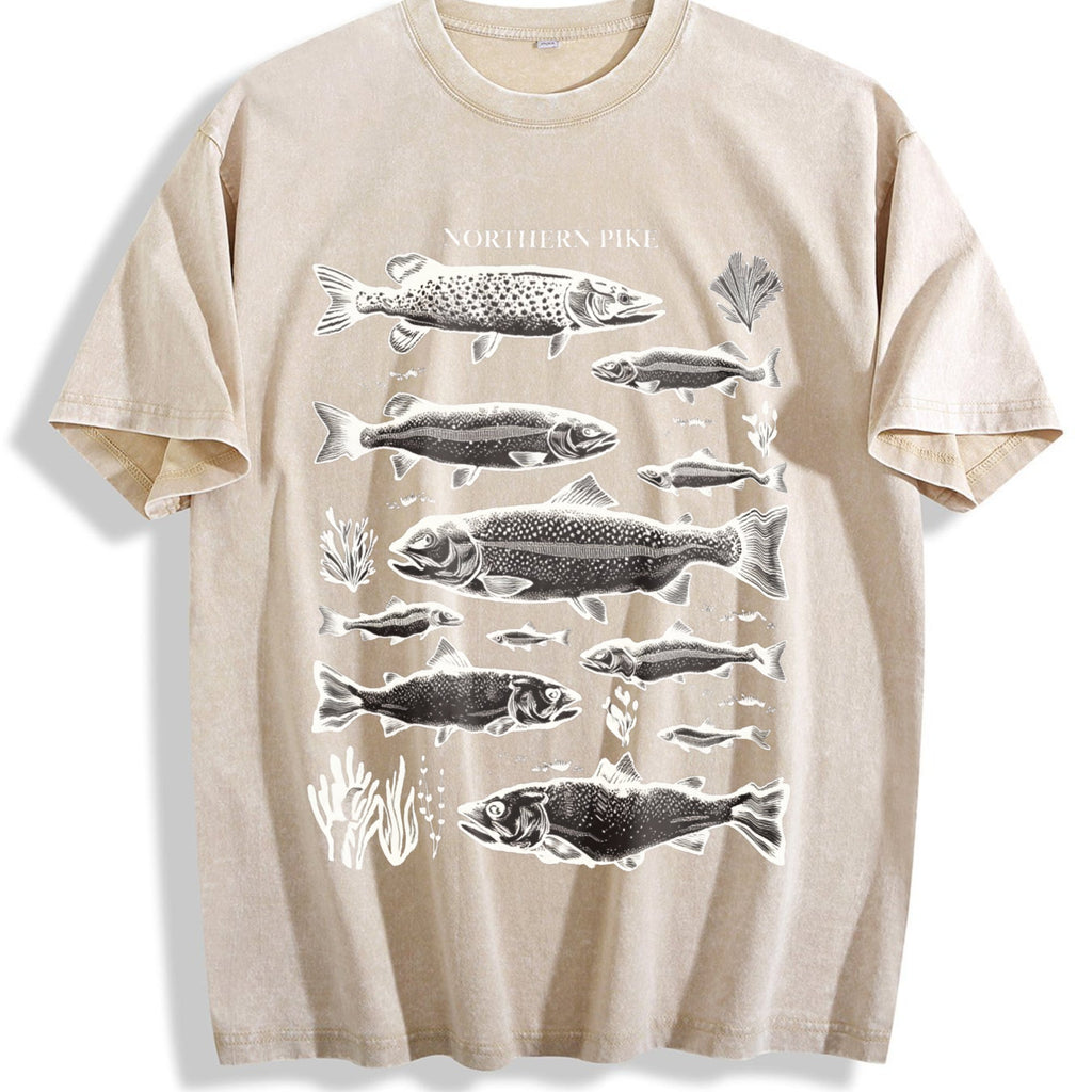 Northern Pike Fish 90s Vintage Washed T-Shirt product image 1
