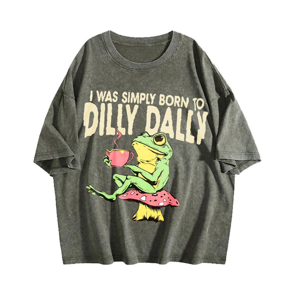 Funny Frog On Mushroom Born To Dilly Dally Meme - Boxy product image 4