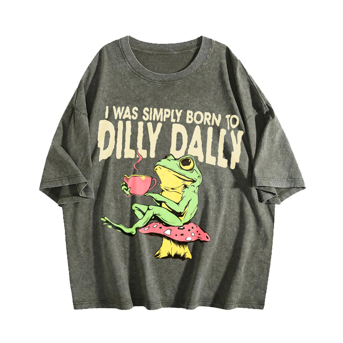 Funny Frog On Mushroom Born To Dilly Dally Meme - Boxy product image 4