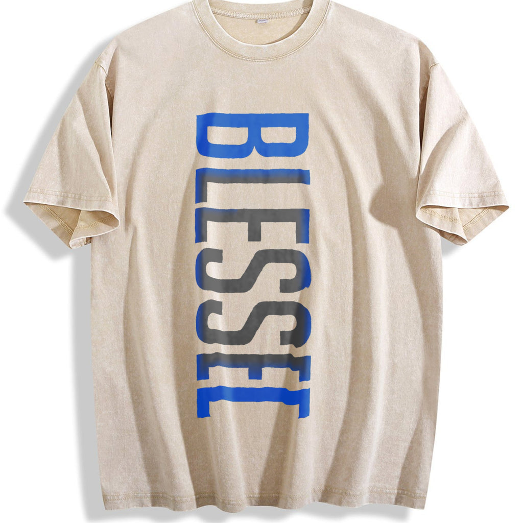 Blessed Blue Lettering Vintage Washed T-Shirt product image 1