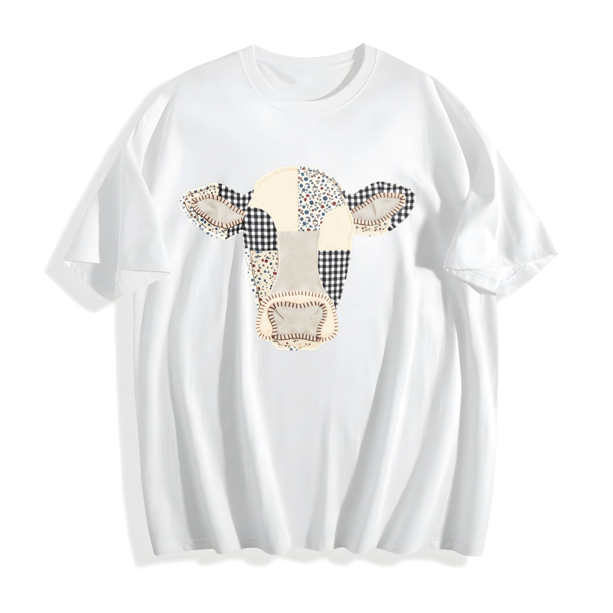 Faux Patchwork Cow Cotton T-Shirt product image 2