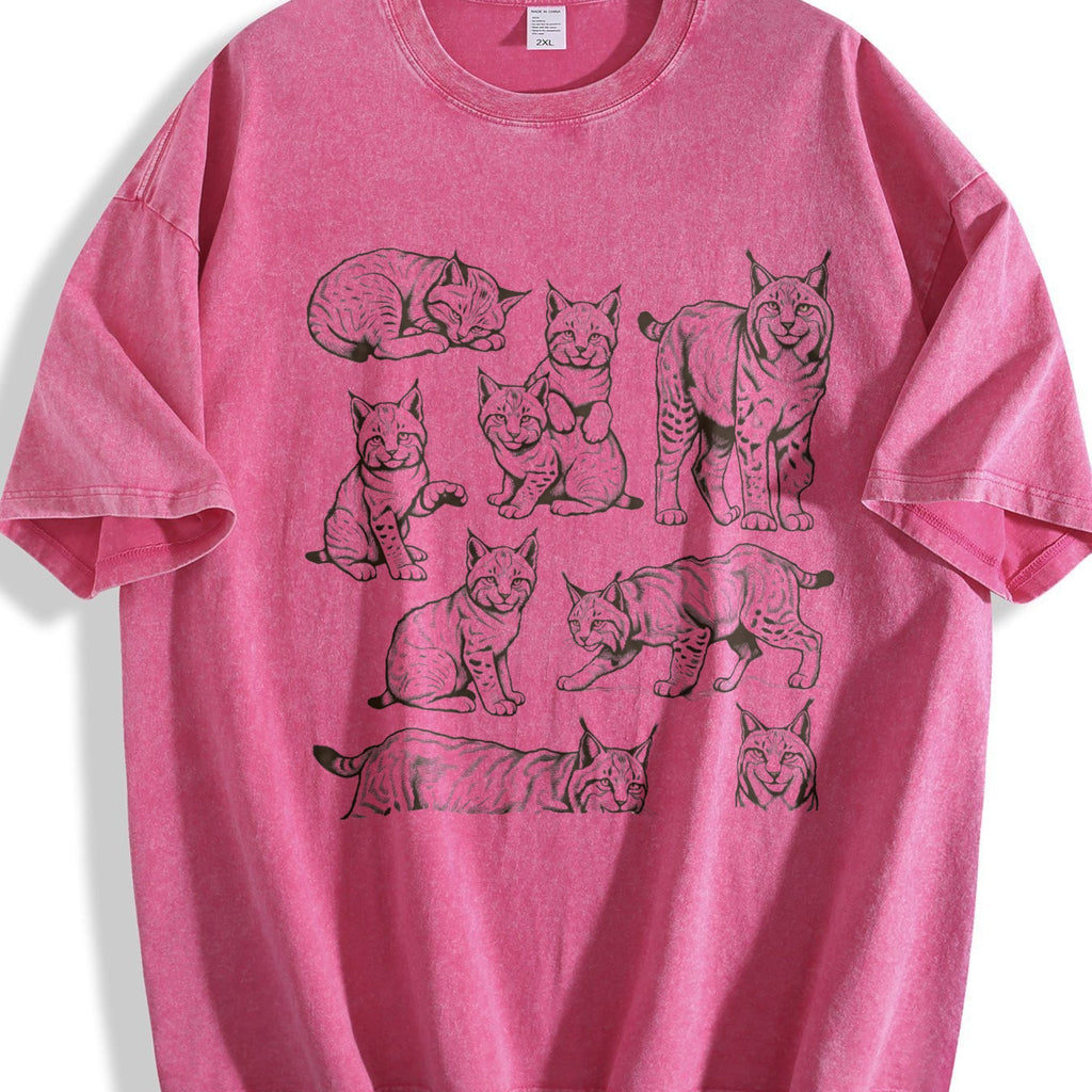 Lynx Cat 90s Tattoo Vintage Washed T-Shirt product image 7