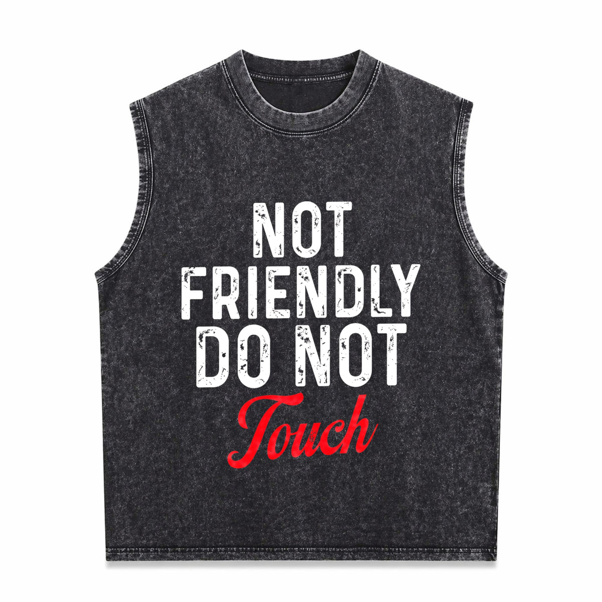Not Friendly Do Not Touch Humorous Black Summer Men's Washed Tank Top