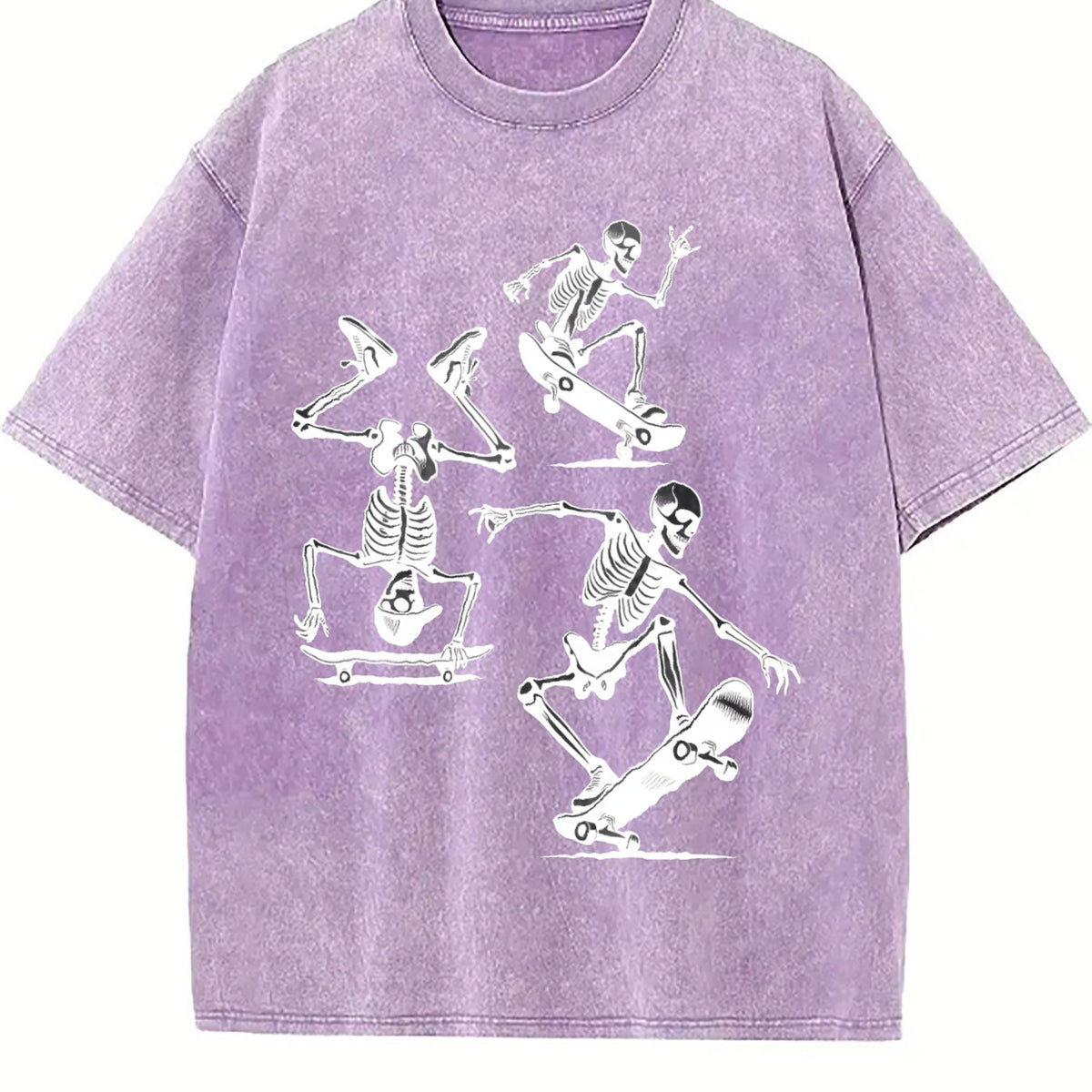 3 Skeletons Skateboarding 90s Vintage Washed T-Shirt product image 6