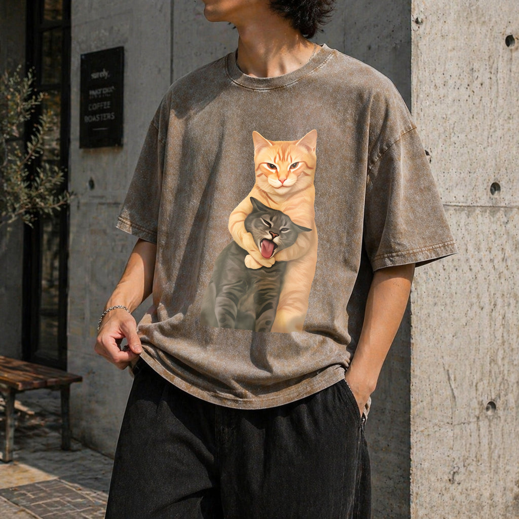 Cat Quarrel Moment - Batik Vintage Washed T-Shirt product image 3