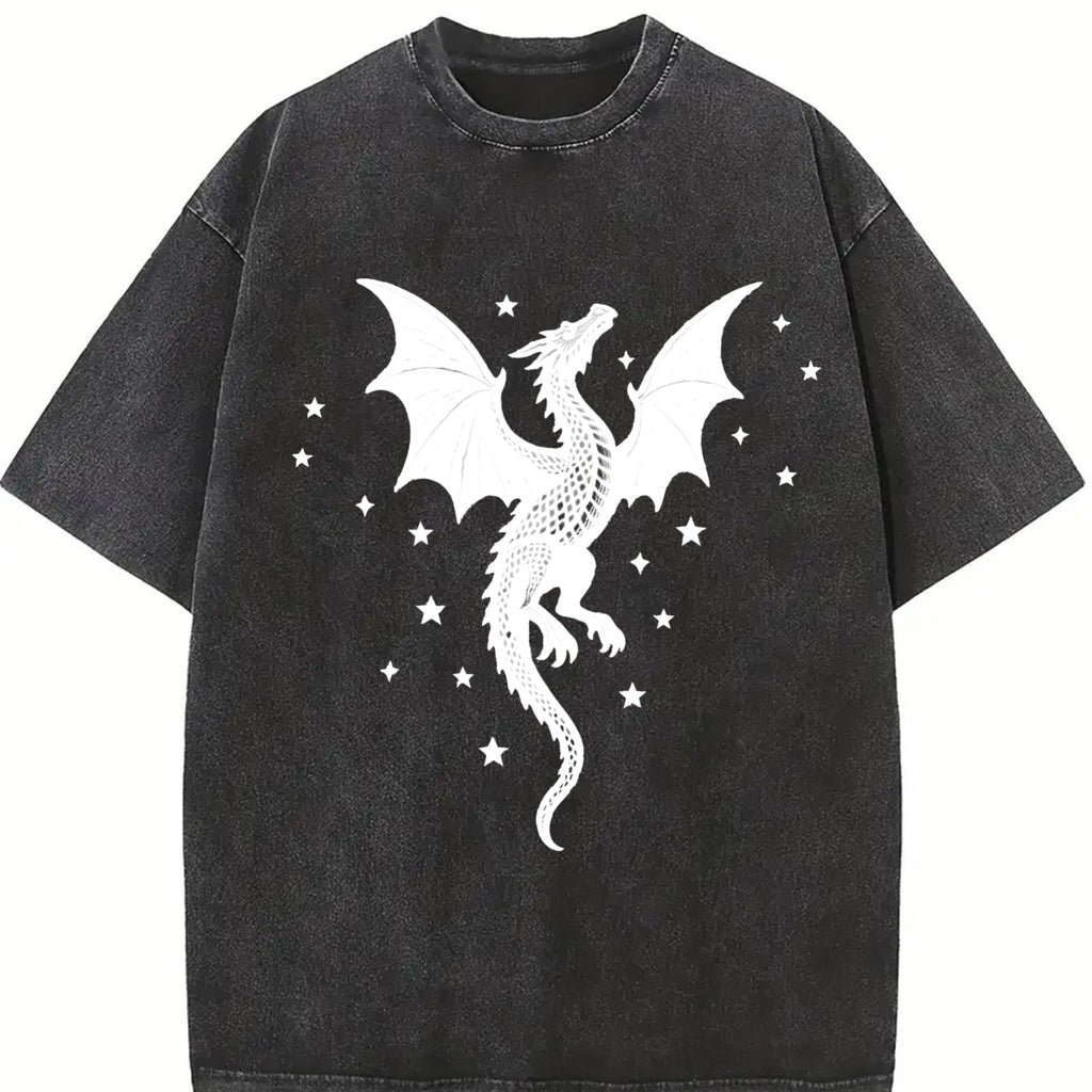 Summer A Scale-patterned Black Dragon Vintage Washed T-Shirt product image 2