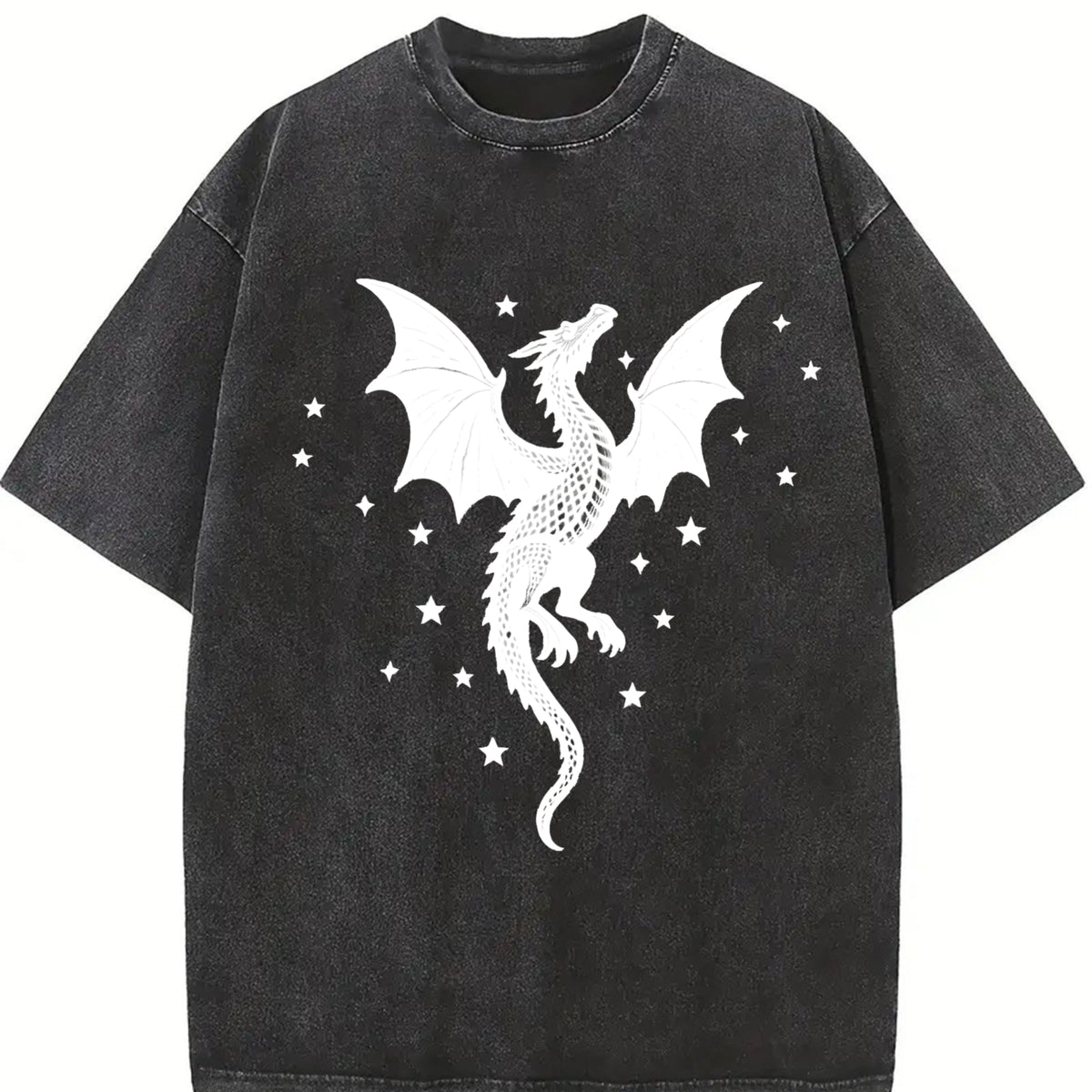 Summer A Scale-patterned Black Dragon Vintage Washed T-Shirt product image 2