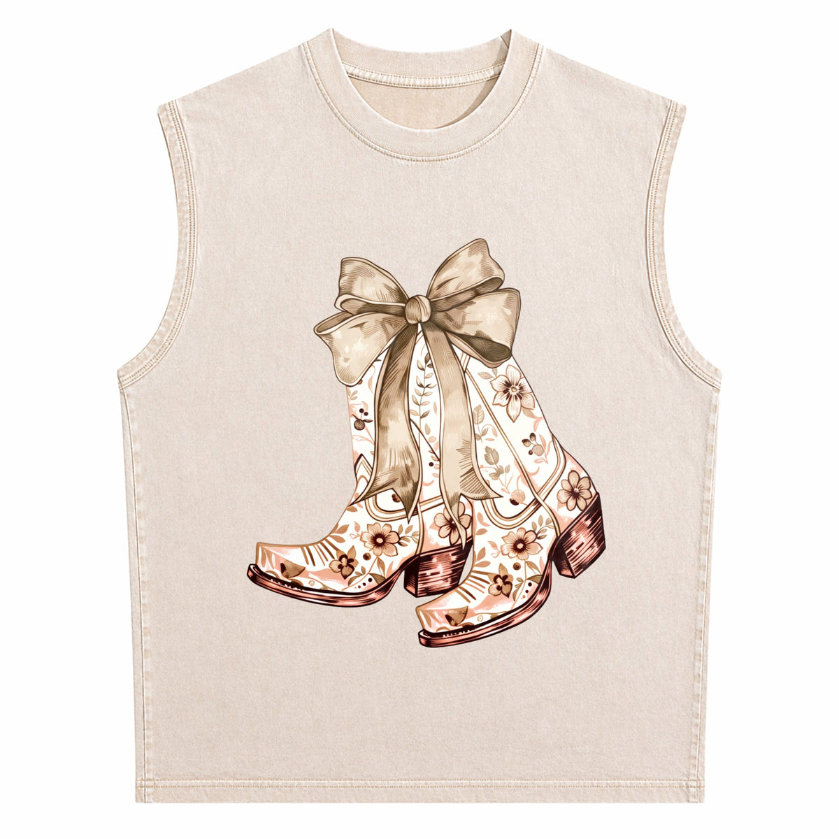 Cowgirl Chinoiserie Floral Boot Men's Washed Tank Top