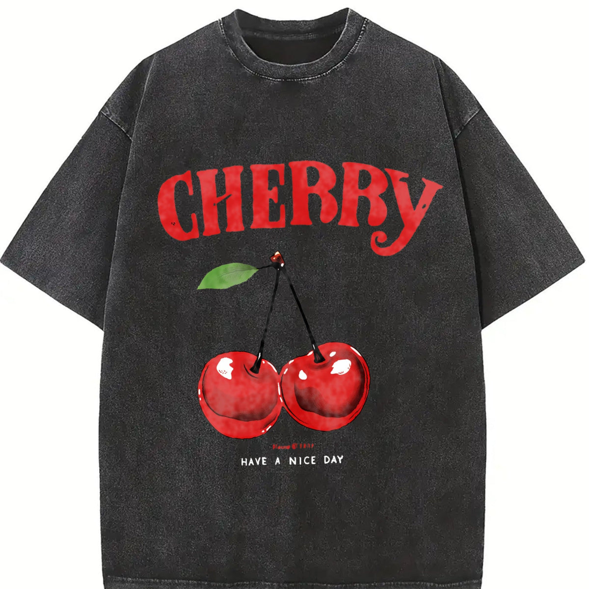 T-shirtplus Size - Pink Cherry Daily Travel Vintage Washed product image 2