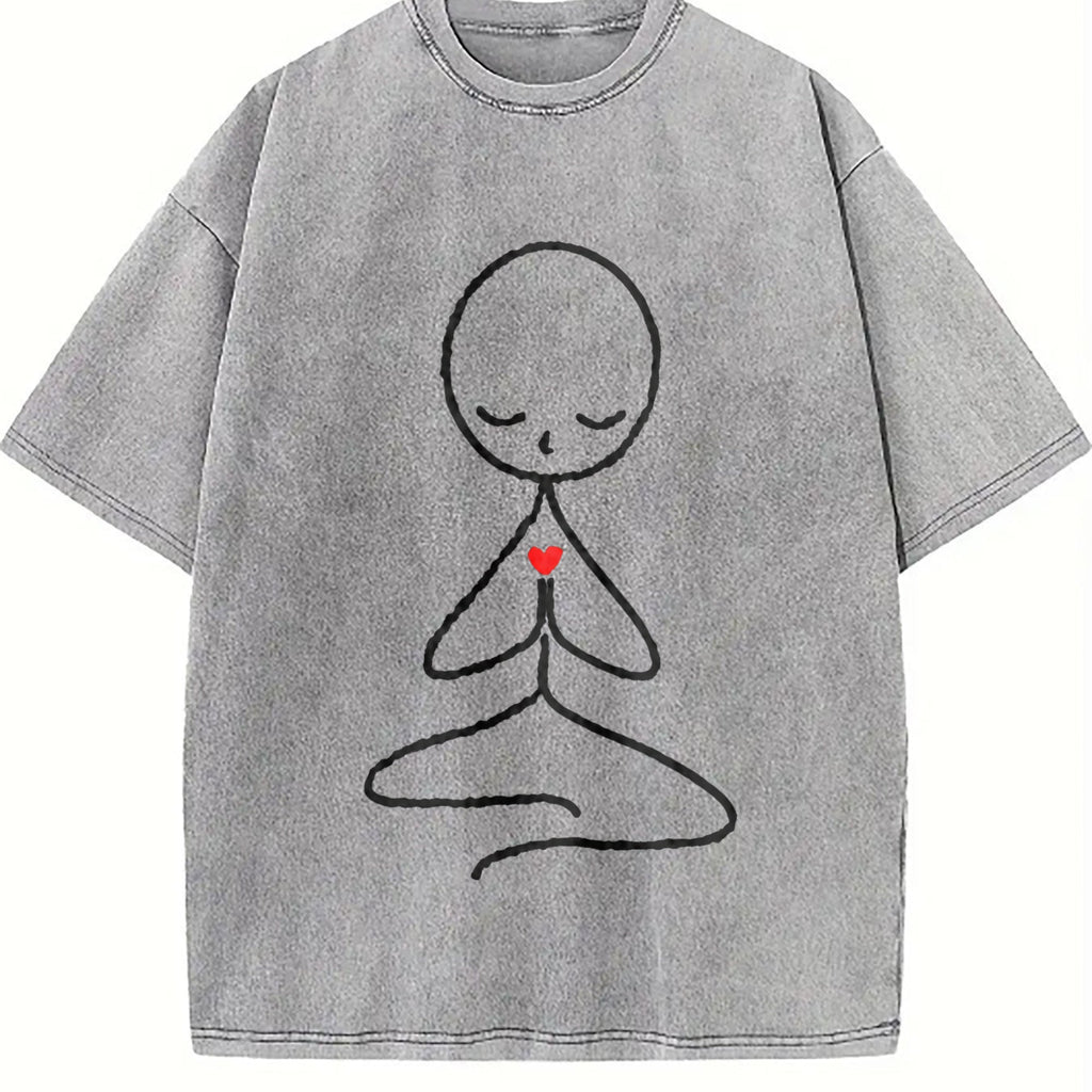 Stick Figure Meditating Winter Vintage Washed T-Shirt product image 5