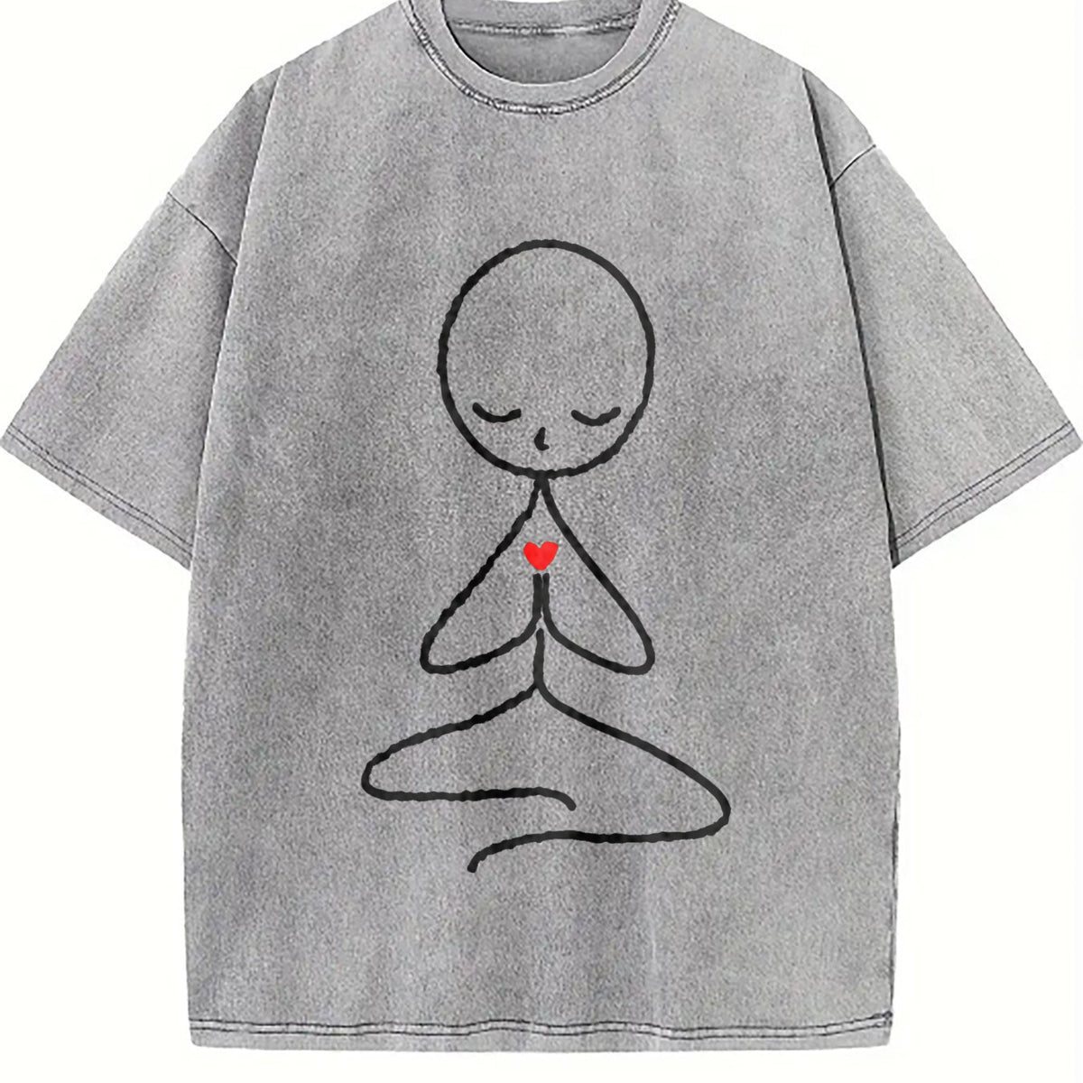 Stick Figure Meditating Winter Vintage Washed T-Shirt product image 5