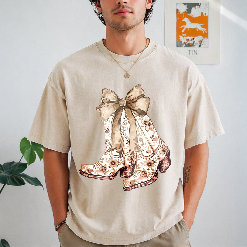 Cowgirl Chinoiserie Floral Boot Vintage Washed T-Shirt product image 1