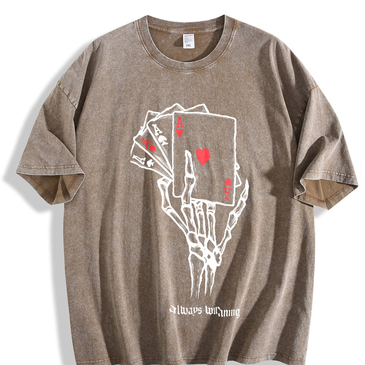 Dark Punk Of A Skeleton Hand Playing Poker Vintage Washed product image 3