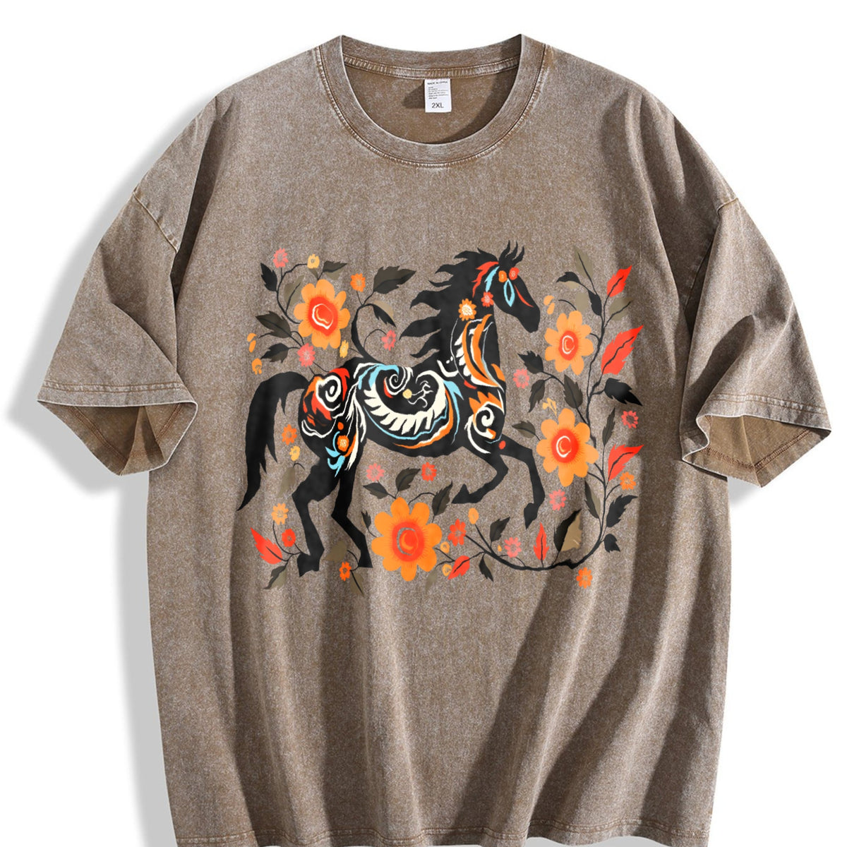 Bohemian Floral & Black Horse - -inspired Vintage Washed product image 3