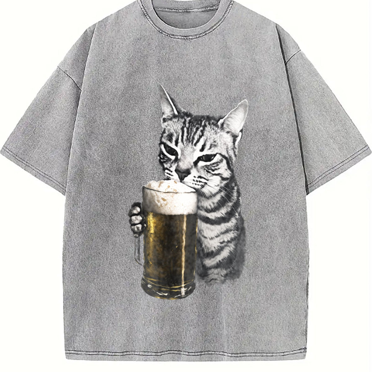 Cat Beer Y2K 90s Vintage Washed T-Shirt product image 5