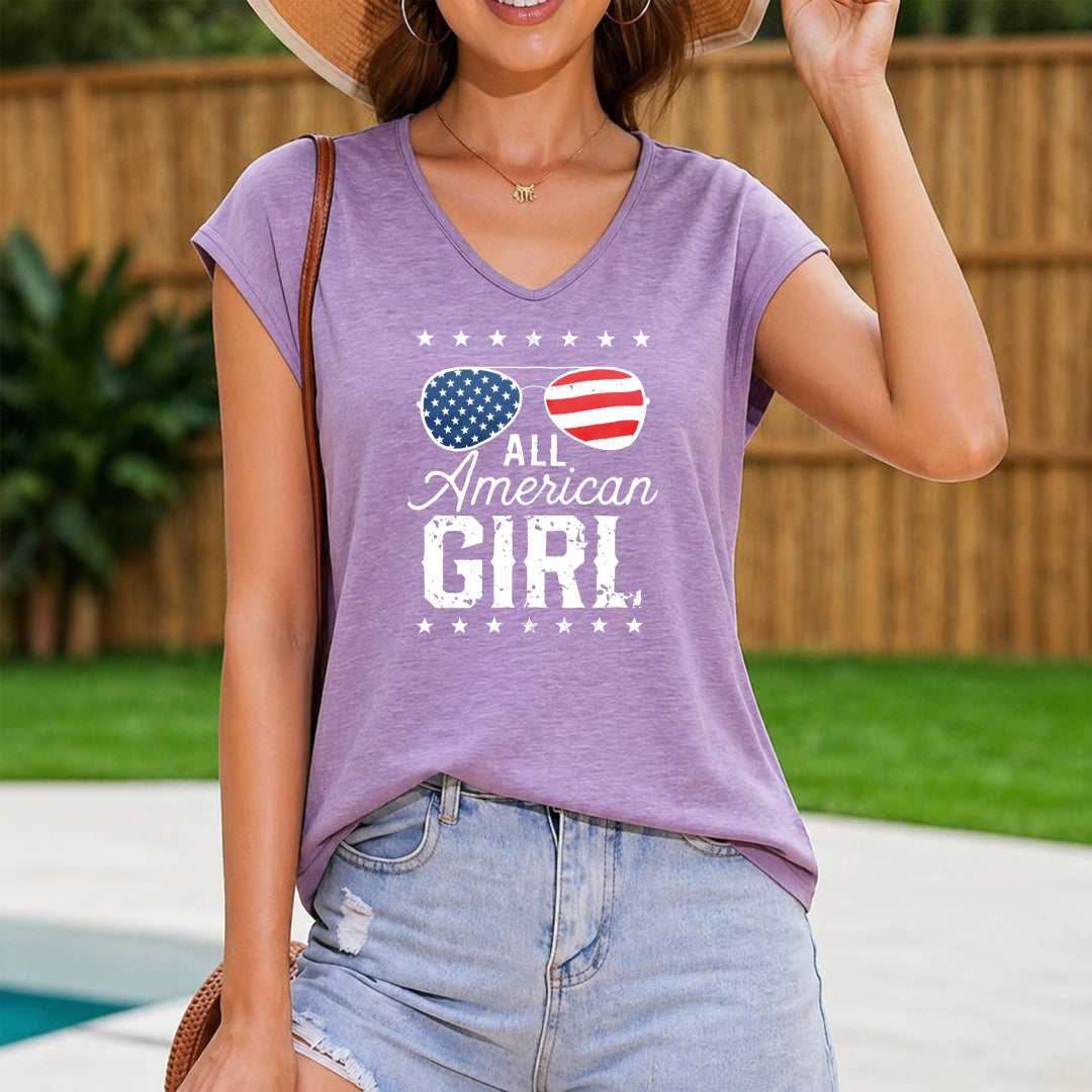 All American Patriotic - USA Flag Women's V-Neck Tank Top