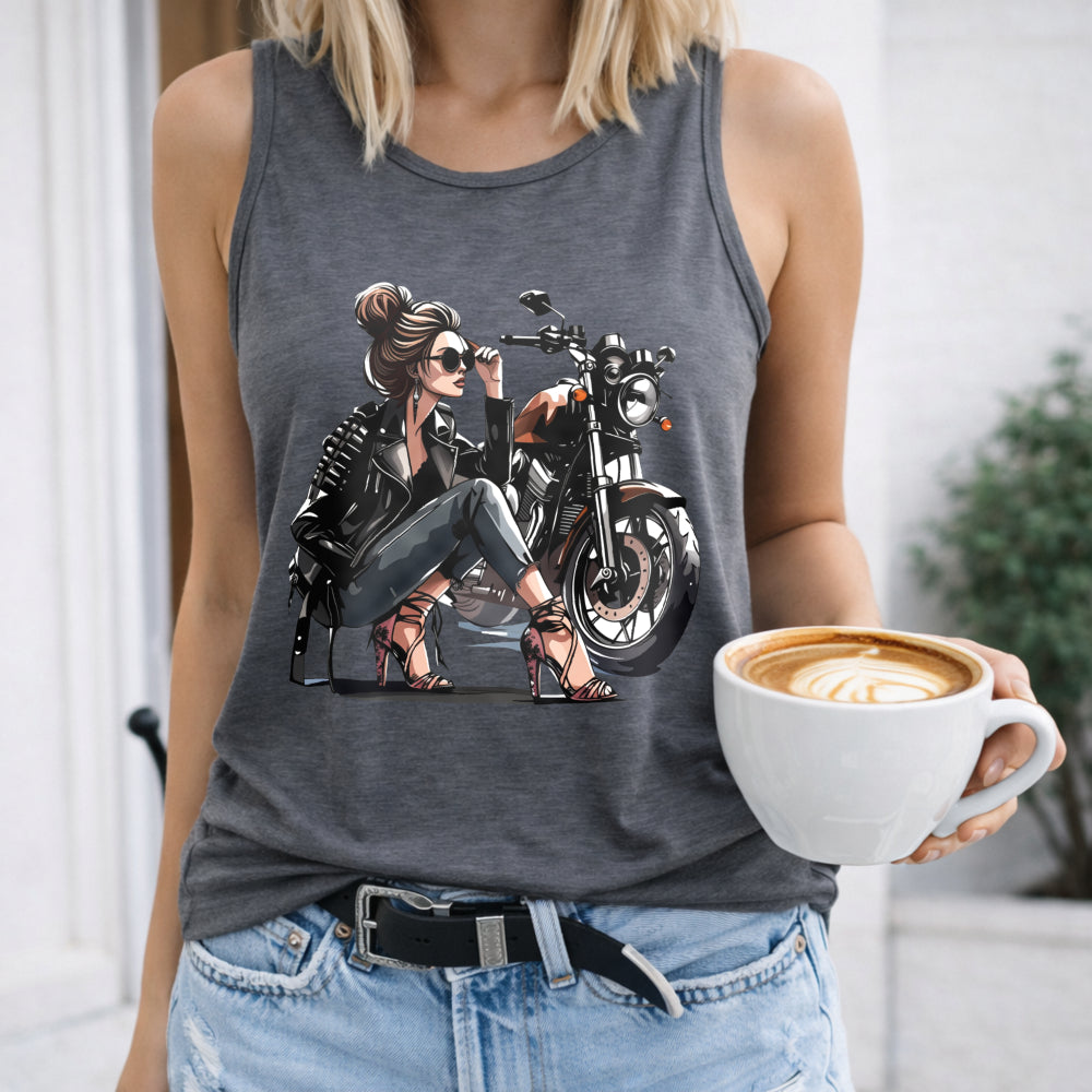 Biker Woman and Motorcycle Women's Tank Top