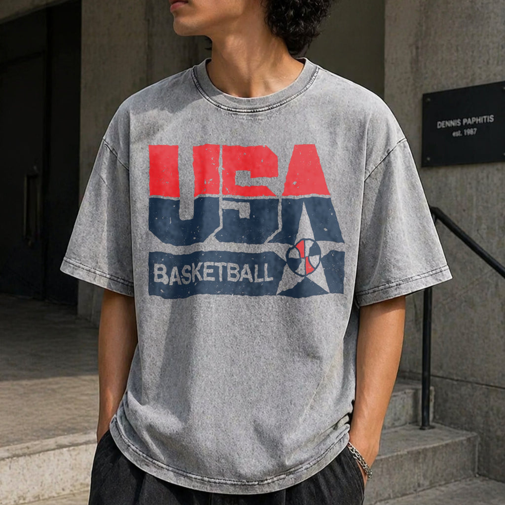 Summer USA Basketball Vintage Washed T-Shirt product image 5