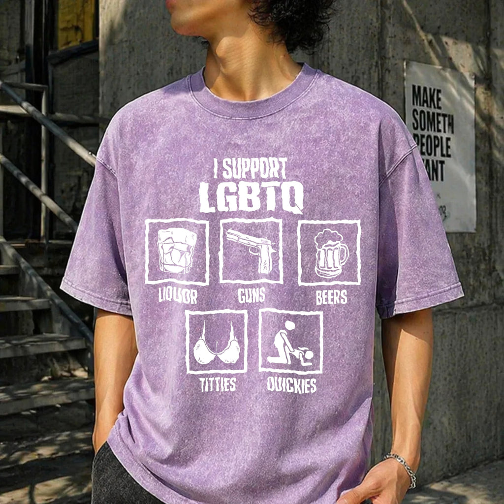 I Support Lgbtq Vintage Washed T-Shirt product image 6