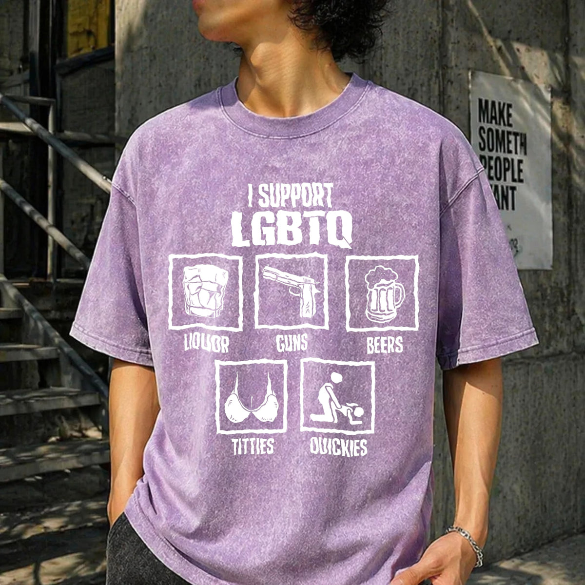 I Support Lgbtq Vintage Washed T-Shirt product image 6