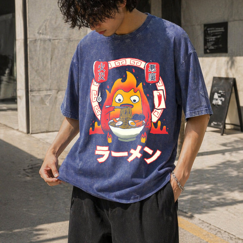 Howl's Moving Castle Calcifer Ramen - Ghibli Vintage Washed product image 8